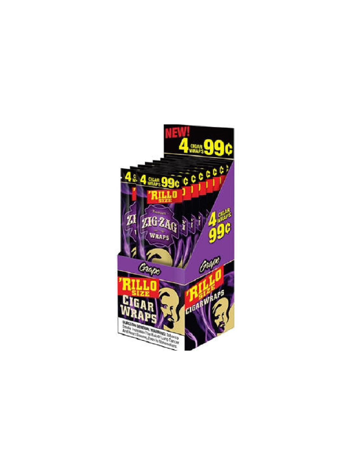 Zig Zag Grape Rillo Size Blunt Wraps: 15 Packs of 4