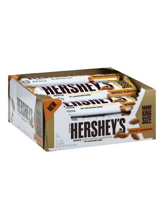 HERSHEY'S WHITE WHOLE  ALMONDS KING SIZE 18 CT