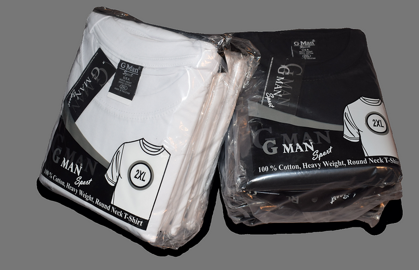 Pack of 3) Gman Shirt Heavy Weight Men's Sport Tee Round Neck, 100