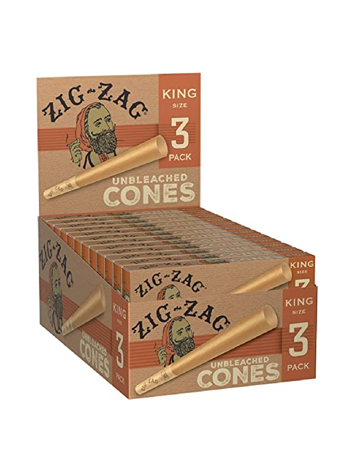 ZIG ZAG CONE UNBLEACHED KING SIZE 3PK 24 CT