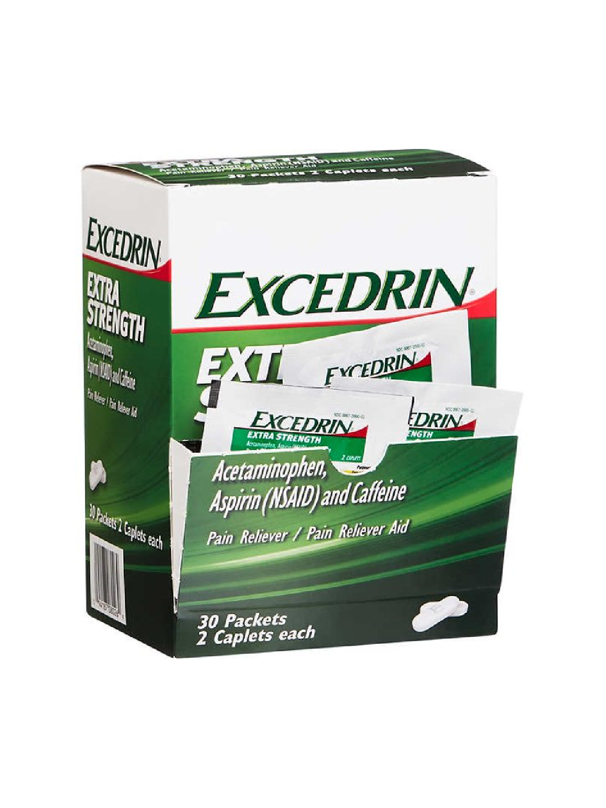 EXCEDRIN EXTRA STRENGTH 30 PACKETS 2 CAPLETS EA
