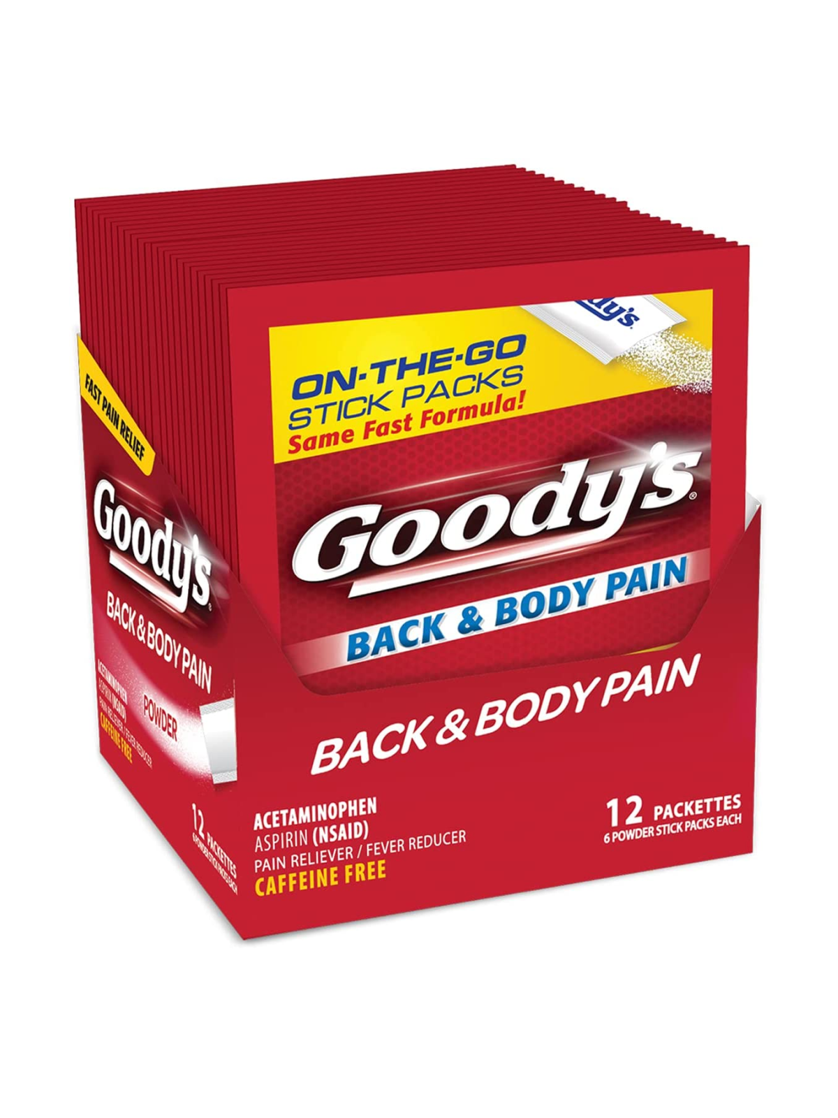 GOODY'S BACK & BODY PAIN RED ON THE GO STICKS 12 PK