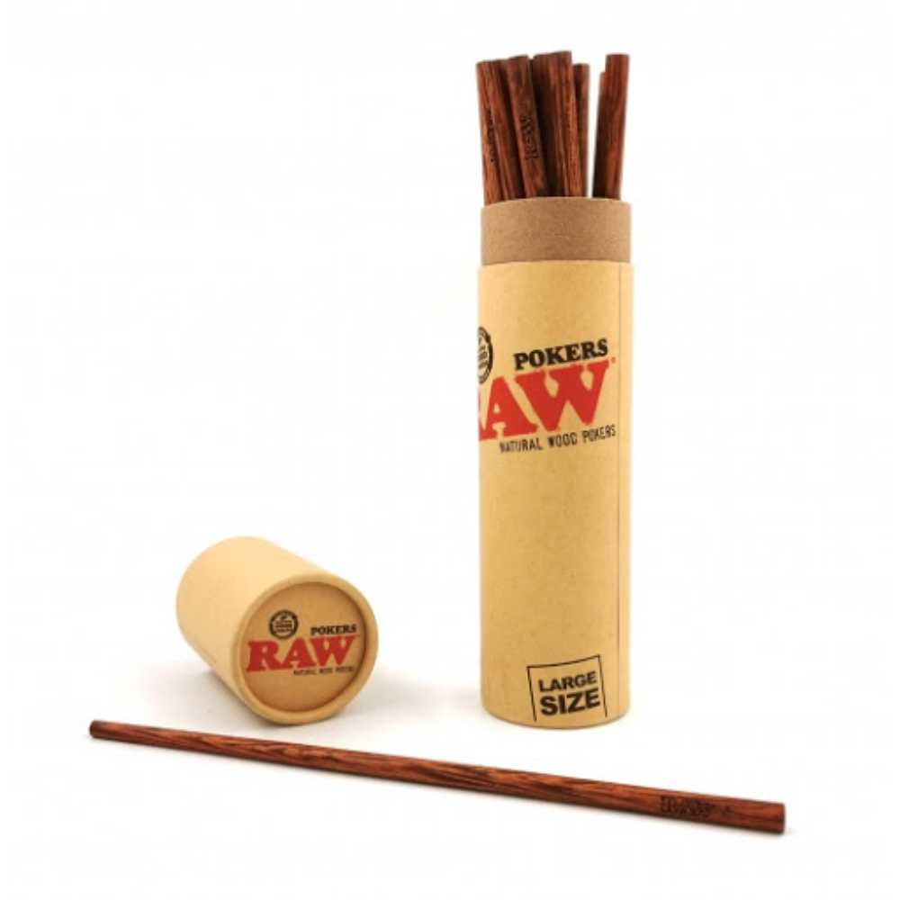 RAW WOODEN POKERS STICK LARGE 20 STICK PER DISPLAY
